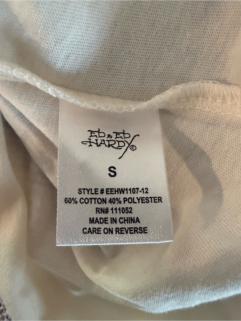 Ed Hardy BRAND NEW offwhite size SMALL womens tee - Picture 3 of 4
